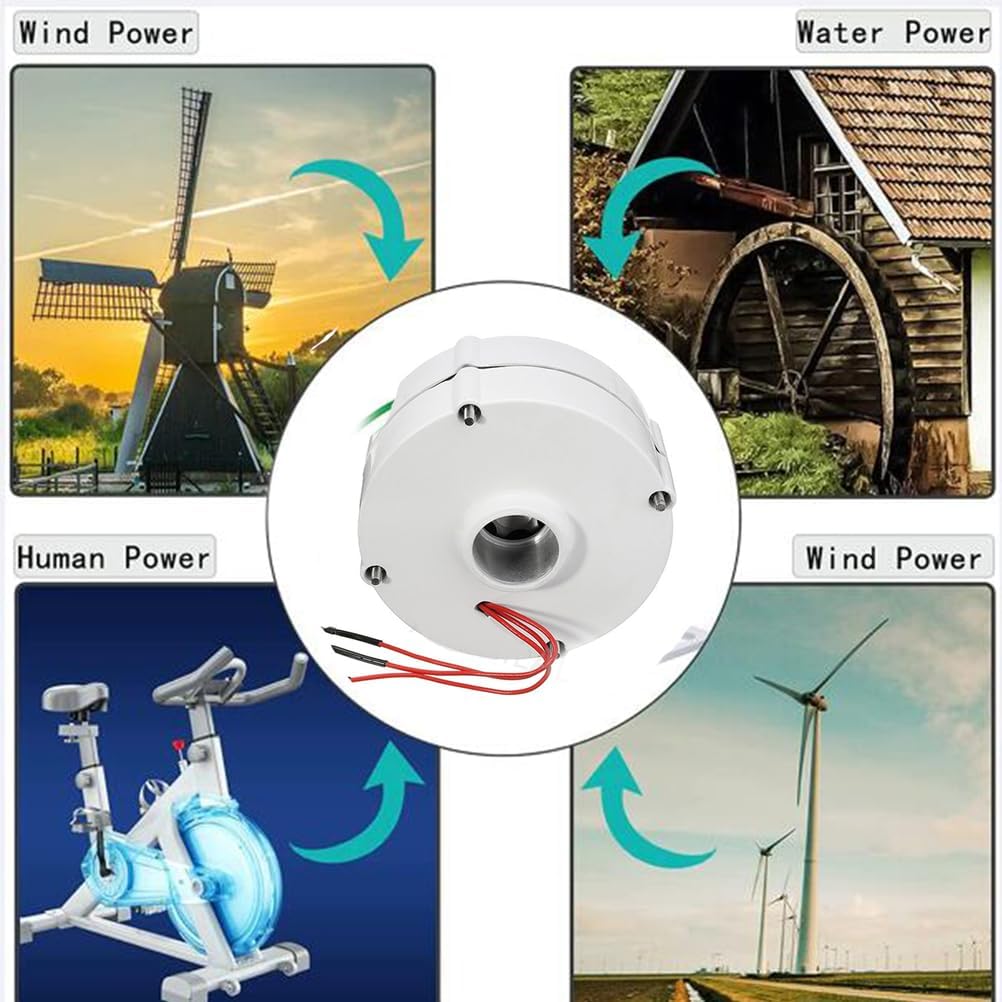 48v,HYZHANHONG Generator Low Speed 12000W 220V 3 Phase Gearless Permanent Magnet AC Alternators for Wind Water Turbine Diesel Engine(White, with Base)