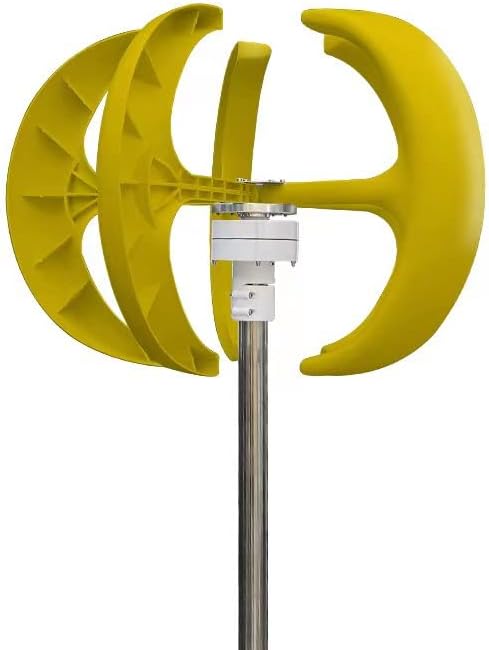 Wind Turbine, Vertical Wind Turbine Windmill 1000W 12v 24v Low Noise Wind Speed Start Rotation Free Energy with MPPT Charge Controller(Yellow,with MPPT Controller_24V)