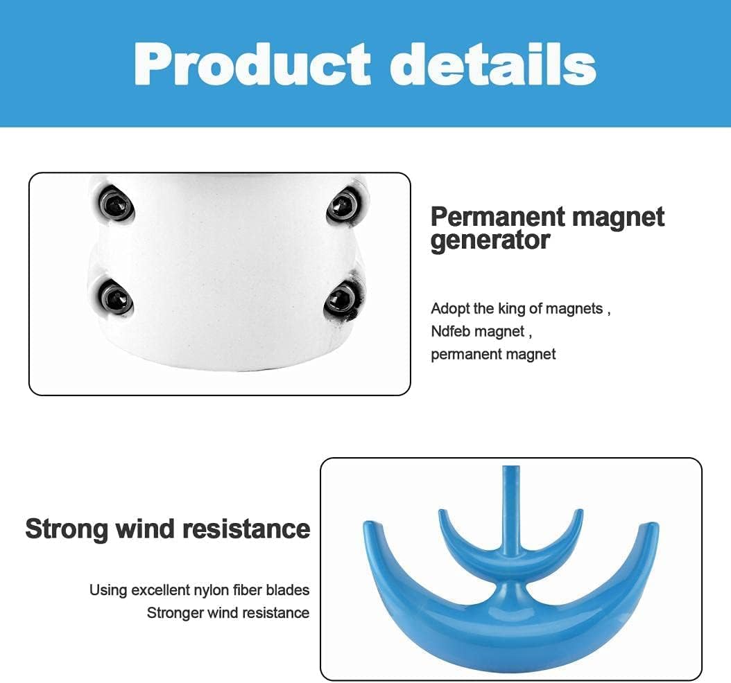 Wind Turbine Generator Kit, 8000W 5 Blade Wind Turbine Lantern Vertical Wind Generator Kit Electricity Producer Equipment (Blue)