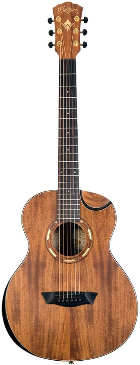 Washburn Comfort G-Mini 55 Koa Travel Size Acoustic Guitar, Natural