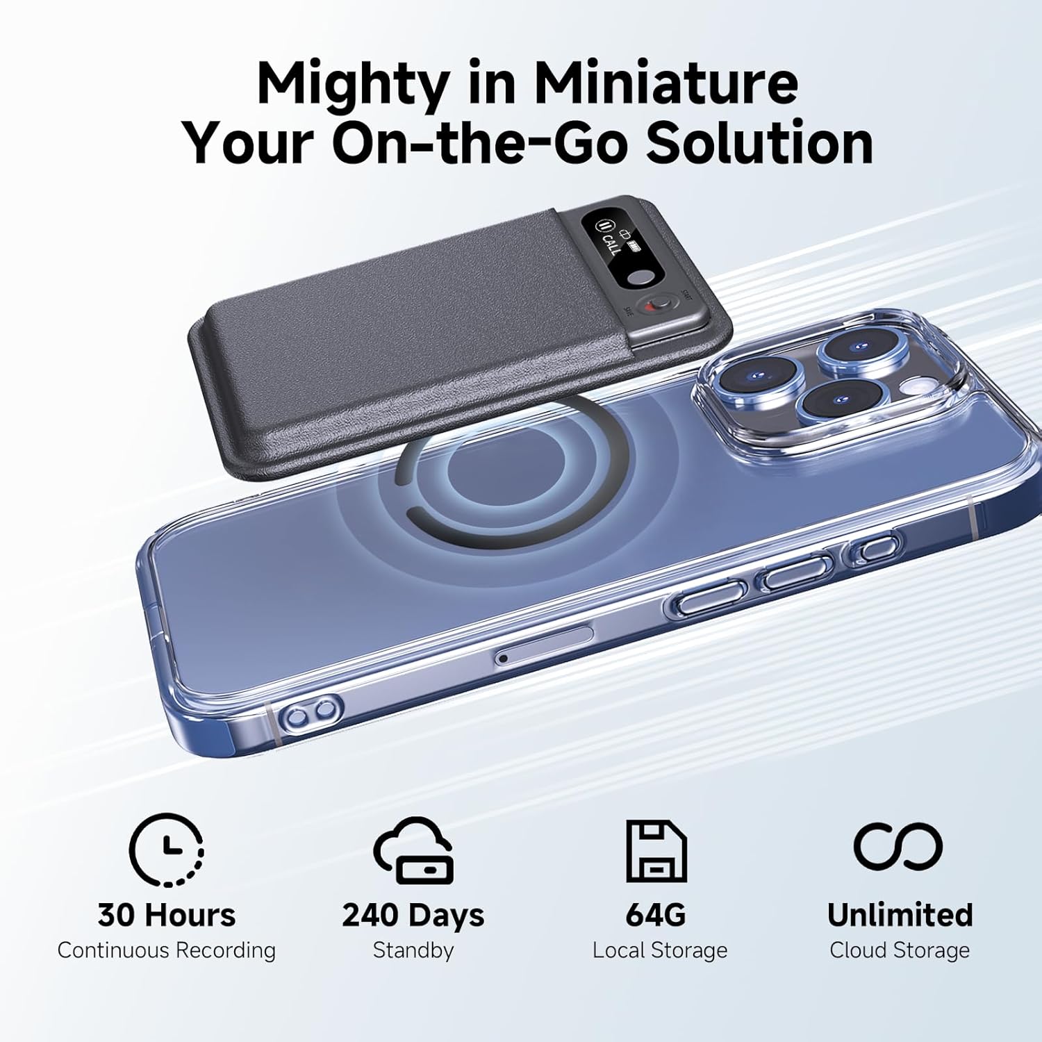 AI Voice Recorder, Note Voice Recorder with Transcribe＆Summarize, Al Noise Cancellation Technology, Two-Way Translation with APP, 80+ Languages, 64GB Memory, Recording Device for Interview, Meetings