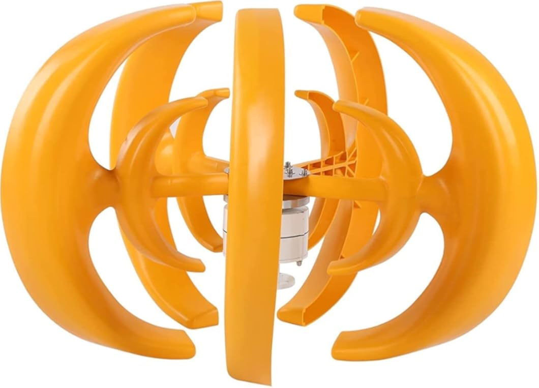 LiuSj JUnSt 12V 24V 48V Vertical Axis Wind Turbines Generator Kit,9000W 5 Blades AC Vertical Wind Turbine Generator with MPPT Controller (Yellow)