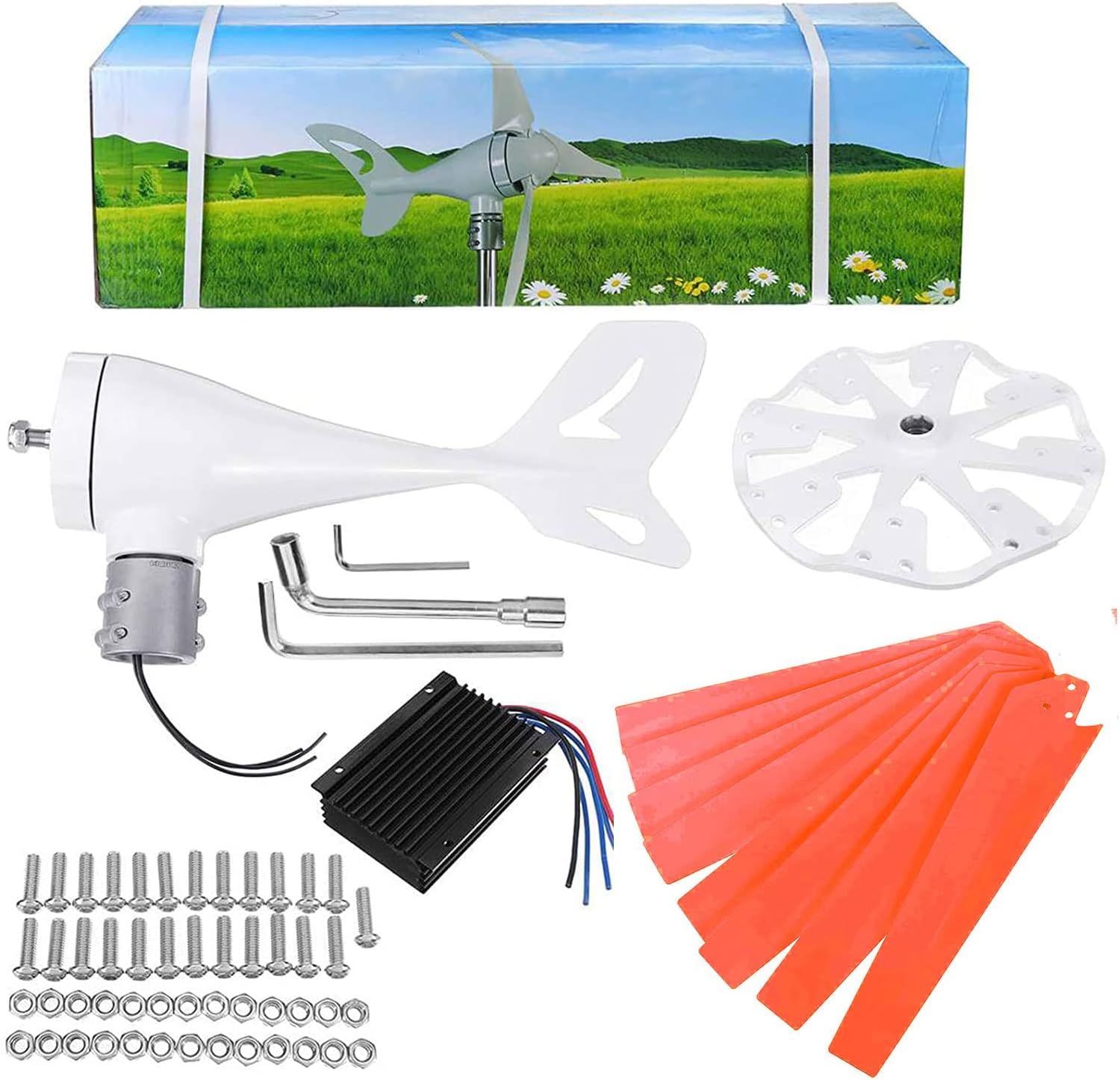 Vertical Wind Generator 12000W, Ship Boat Magnetic Levitation Upright Wind Power Turbine 8 Blades