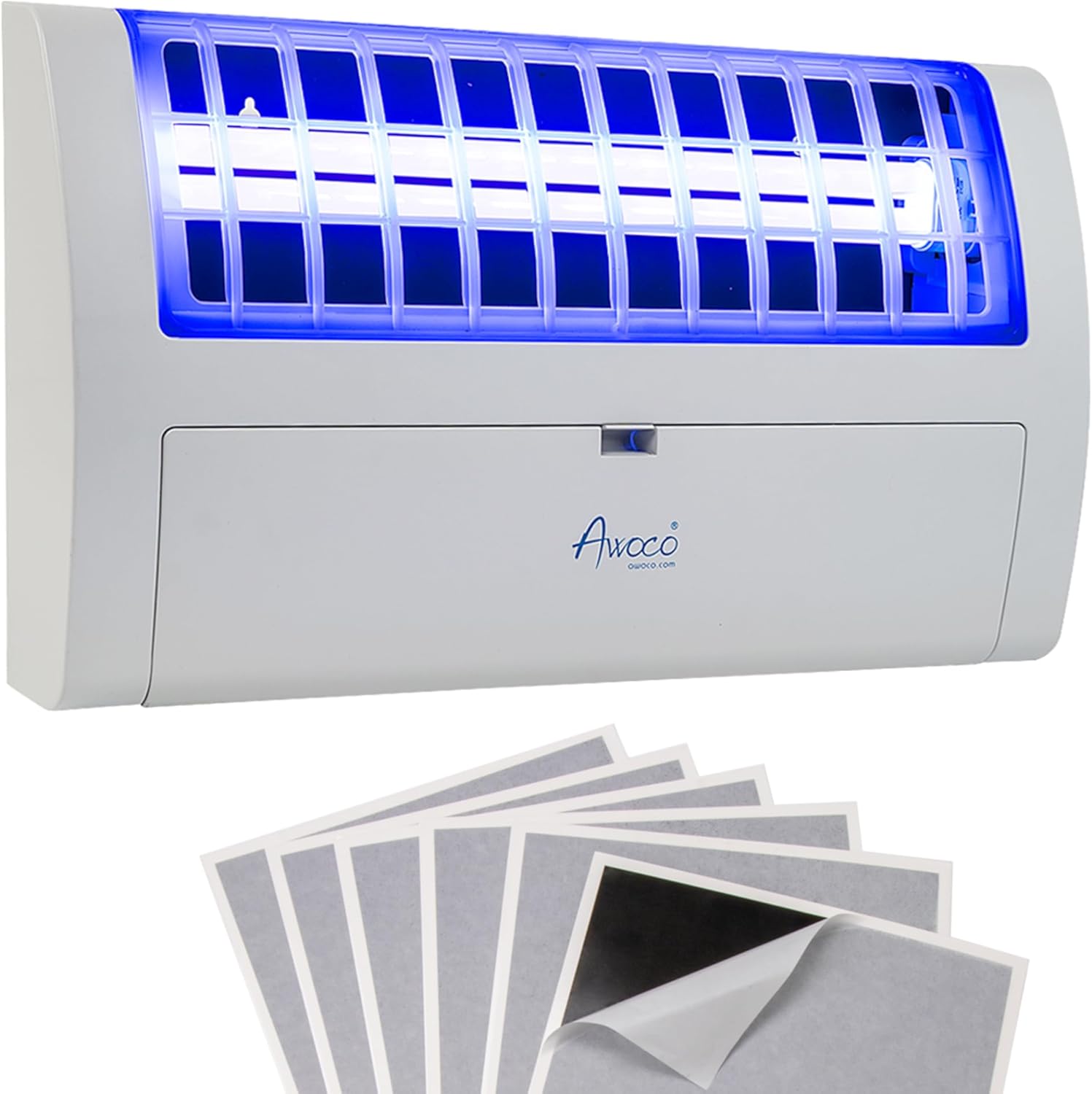 Awoco LED 13W 100V-240V Wall Mount Sticky Fly Trap Lamp XL 78” Extra Long Power Cord for Capturing Flies, Mosquitoes, Moths and Flying Insects (Fly Trap XL + 6 Glue Boards)