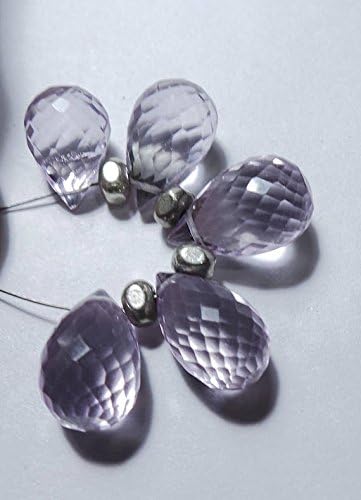 5 pcs strand - natural pink amethyst 12x8-15x9 mm feceted tear drop shape