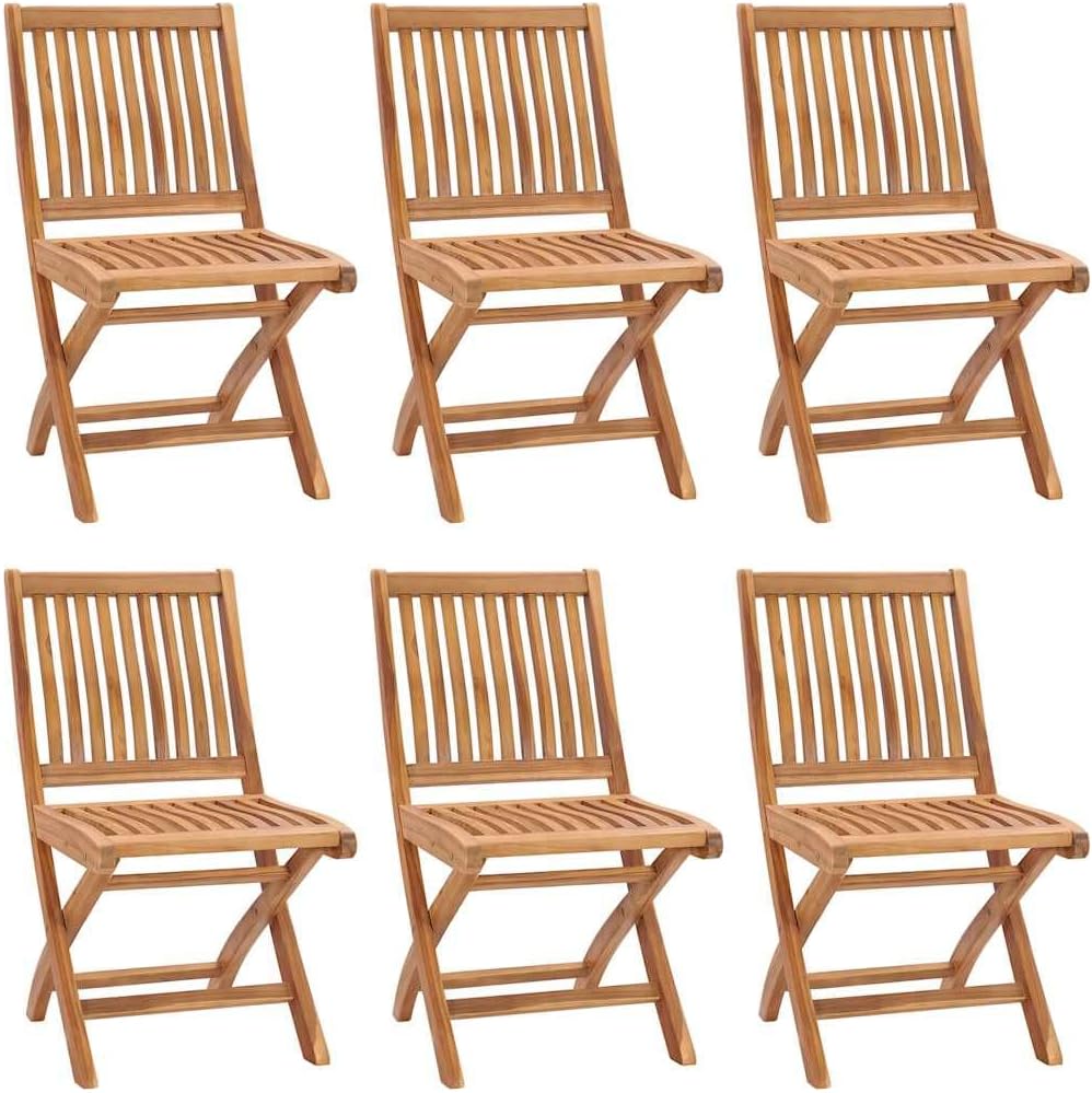Folding Patio Chairs 6 pcs Solid Teak Wood Outdoor Furniture, Outdoor Chairs