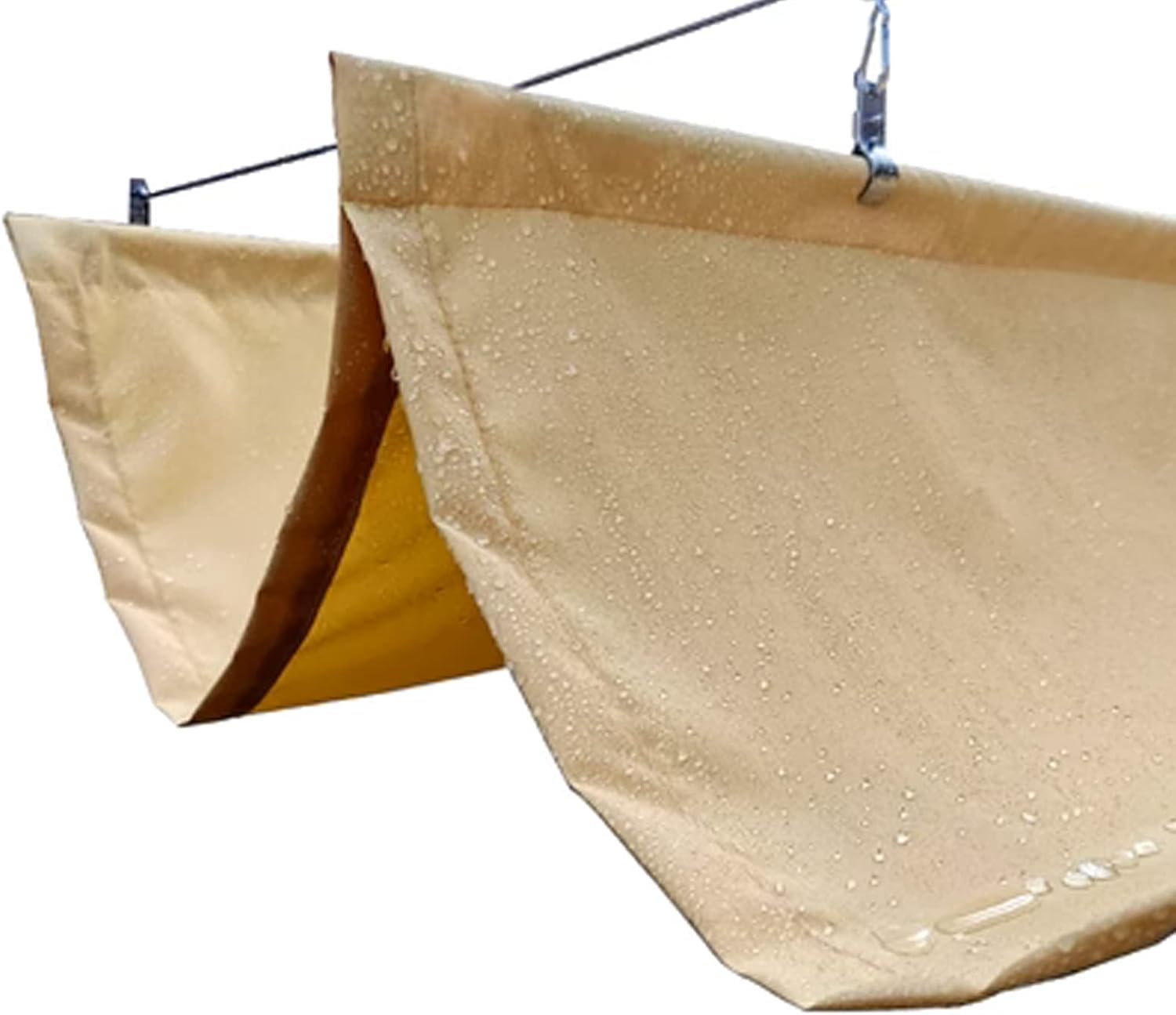 Beige Wave Shade Sails,U Shape Wave Sail,Rainproof Wave Shade Sail Awning,Sunblock Shade Cloth,Retractable Awning,95% Shade Rate,for Patios Roofs,with Accessories (4.2x13ft)