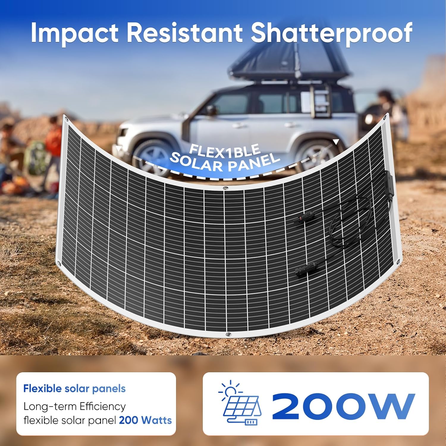 200 Watt Flexible Solar Panel 23% High Efficiency 12v Monocrystalline Lightweight Semi Flexible Bendable Off-Grid Charger for Rv Boat Uneven Surfaces (200w*6)