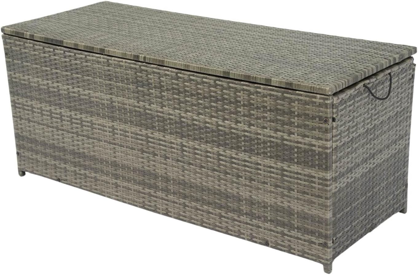 Rattan Outdoor Storage Box with Waterproof Liner, Portable Dual-Purpose Patio Deck Box & Side Table