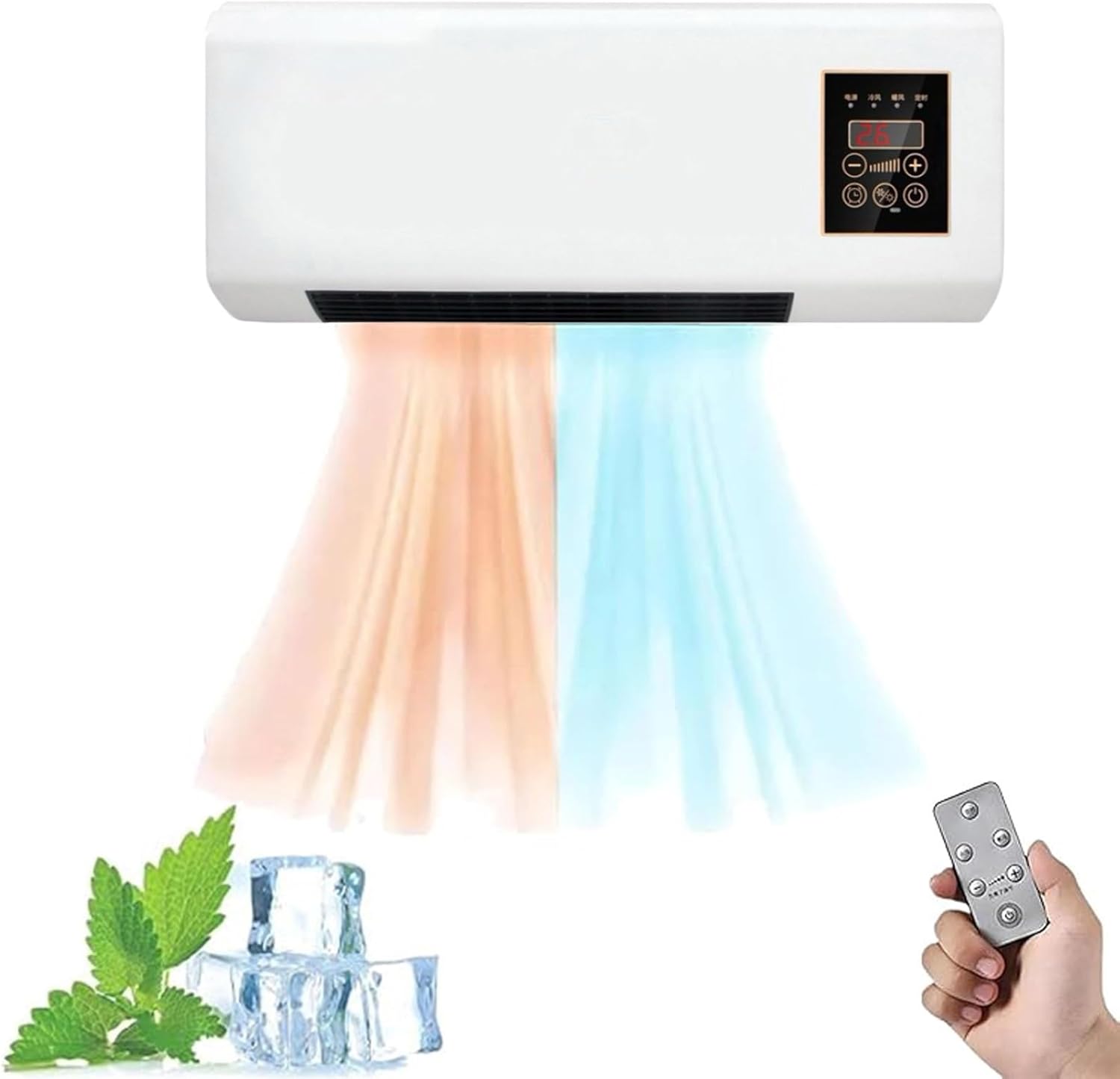 Glenmi Wall Mounted Air Conditioner, Small Heating Air Conditioner Fast Natural wind/Heating for Room, Household Wall Hanging Air Conditioning Heater Bathroom Air Conditioning Hot Fan(A)