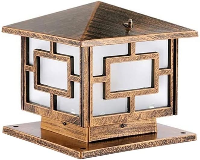 Vintage Antique Aluminium European Square Outdoor Column Light Table Lamp for Doorway Patio IP55 Waterproof Pillar Lamp Rust-Proof E27 Villa Exterior Wall Post Light Fixture Home Lighting