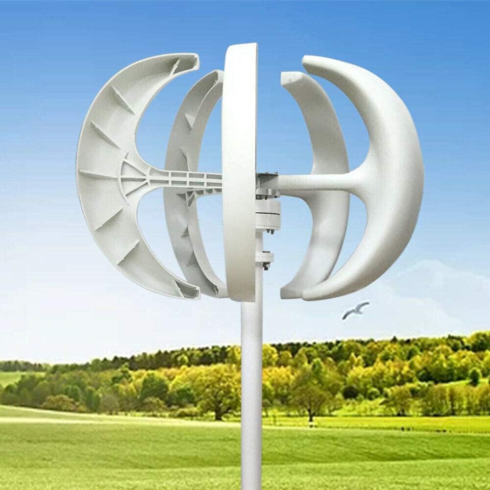 Wind Turbine Generator 24V 600W 5 Blades Vertical Axis Wind Turbine Kit 2ms Low Wind Speed Starting Wind Power Generator with Controller for Home Camping Boat Use White (24V)