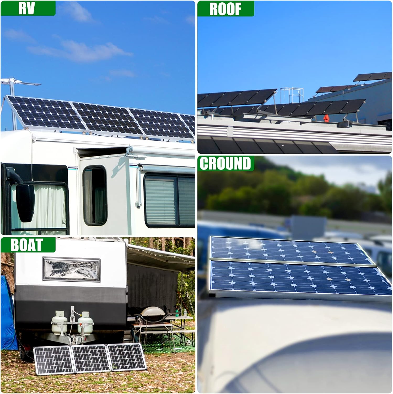 Adjustable Solar Panel Mounting Brackets - 2 Sets 45 inch Durable Tilt Solar Panel Stand/Mount with Foldable Tilt Legs for 200W-600W RV, Boat, Rooftop & Off-Grid Systems