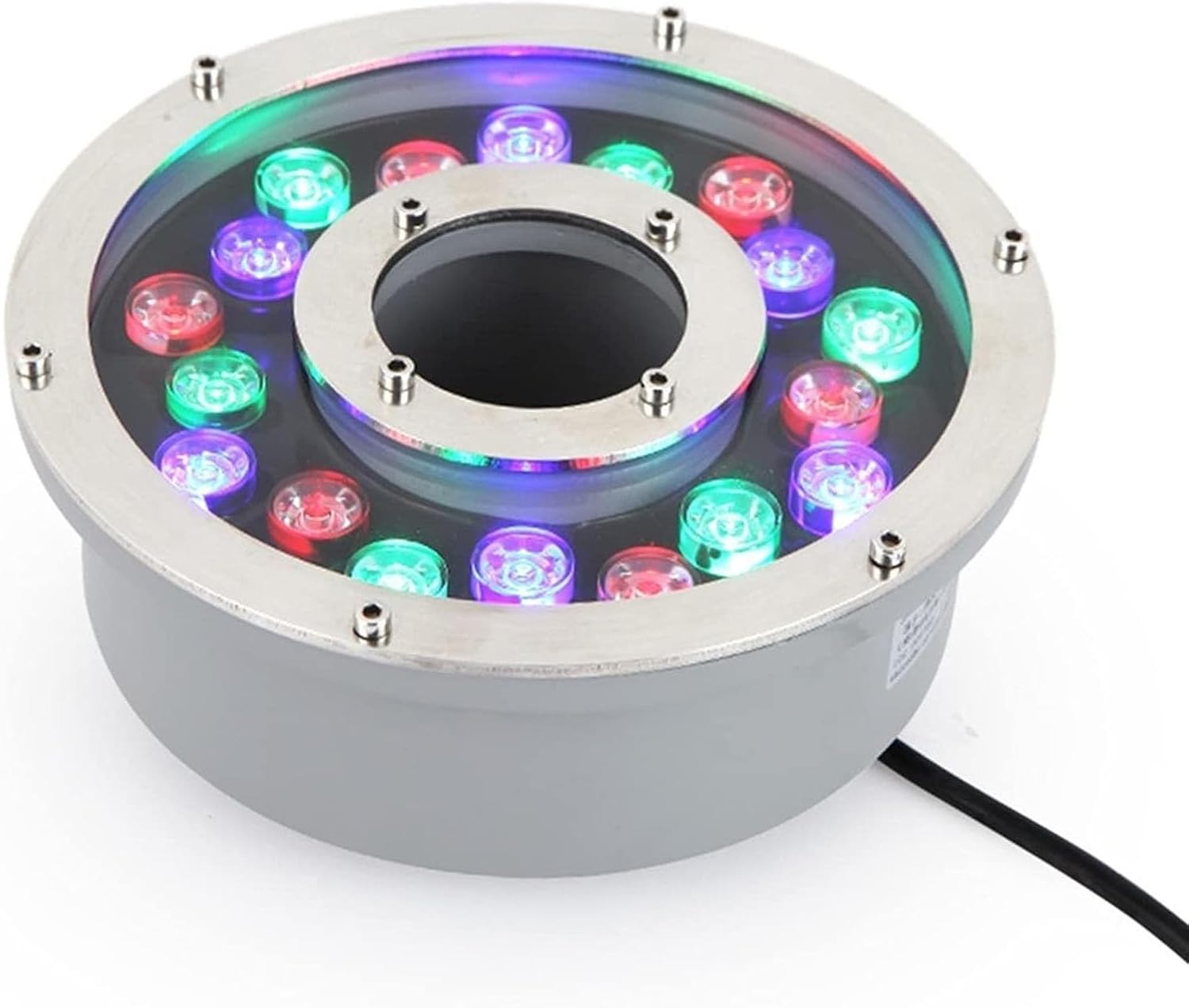 LED Ring Fountain Light - Underwater Pool Light, IP68 Waterproof Ring Fountain Lamp, Nderwater Middle Hole Pond Lights, Pond Landscape Lights, Submersible Pool Lamp(RGB,24W(24V))