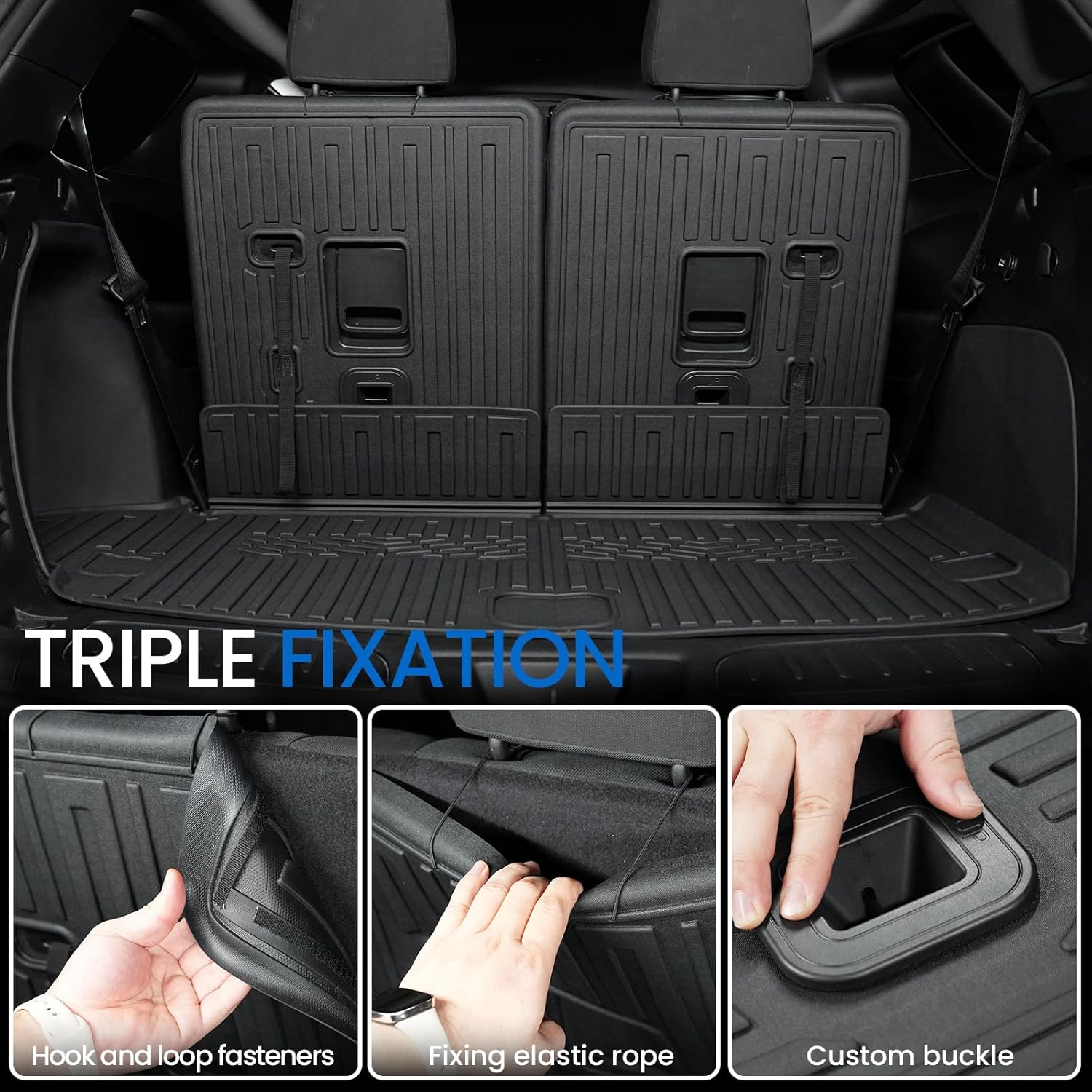 Floor Mats Set for 2016-2026 Dodge Durango (Only for 6 Seats with Captain Chairs), All Weather TPE Backrest Mat Trunk Mat Cargo Liner Door Sill Guards Accessories (6 Seats Floor Mats Set)