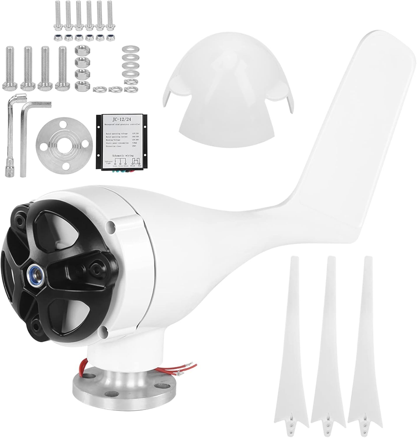 3 Blades Wind Generator, Small Wind Generator, 800W 3 Blades Wind Turbines Kit, with 3-phase AC Permanent Magnet Synchronous, Electricitygenerator (White)