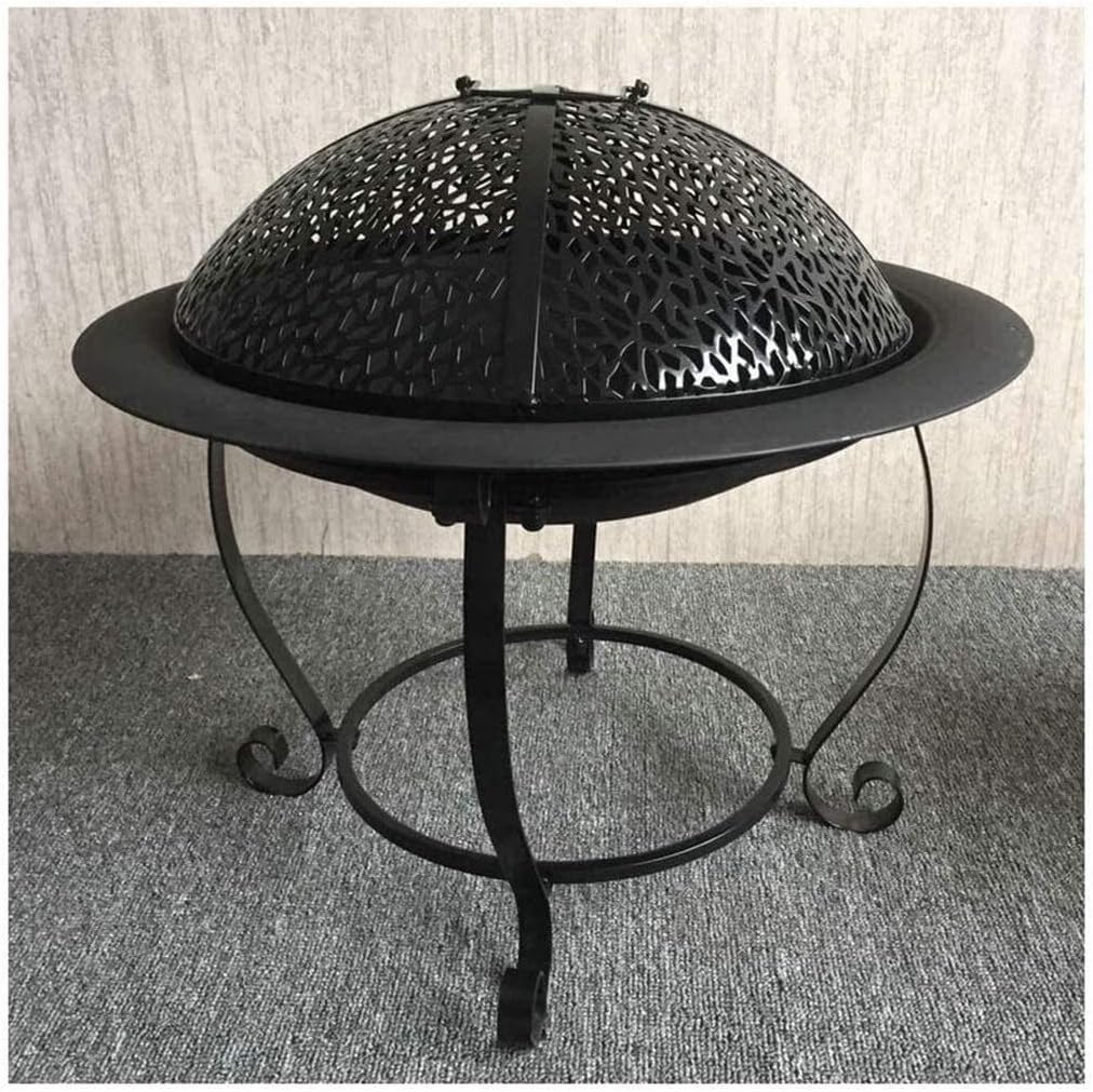 Fire Pits Outdoor Wood Burning Fire Pits 32Cm Diamete Fire Pit - Outdoor Fire Large Bonfire Wood Burning Patio Coal Grill Firepit for Outside Grill Charcoal with Cover BBQ Cooking for Outside Camping