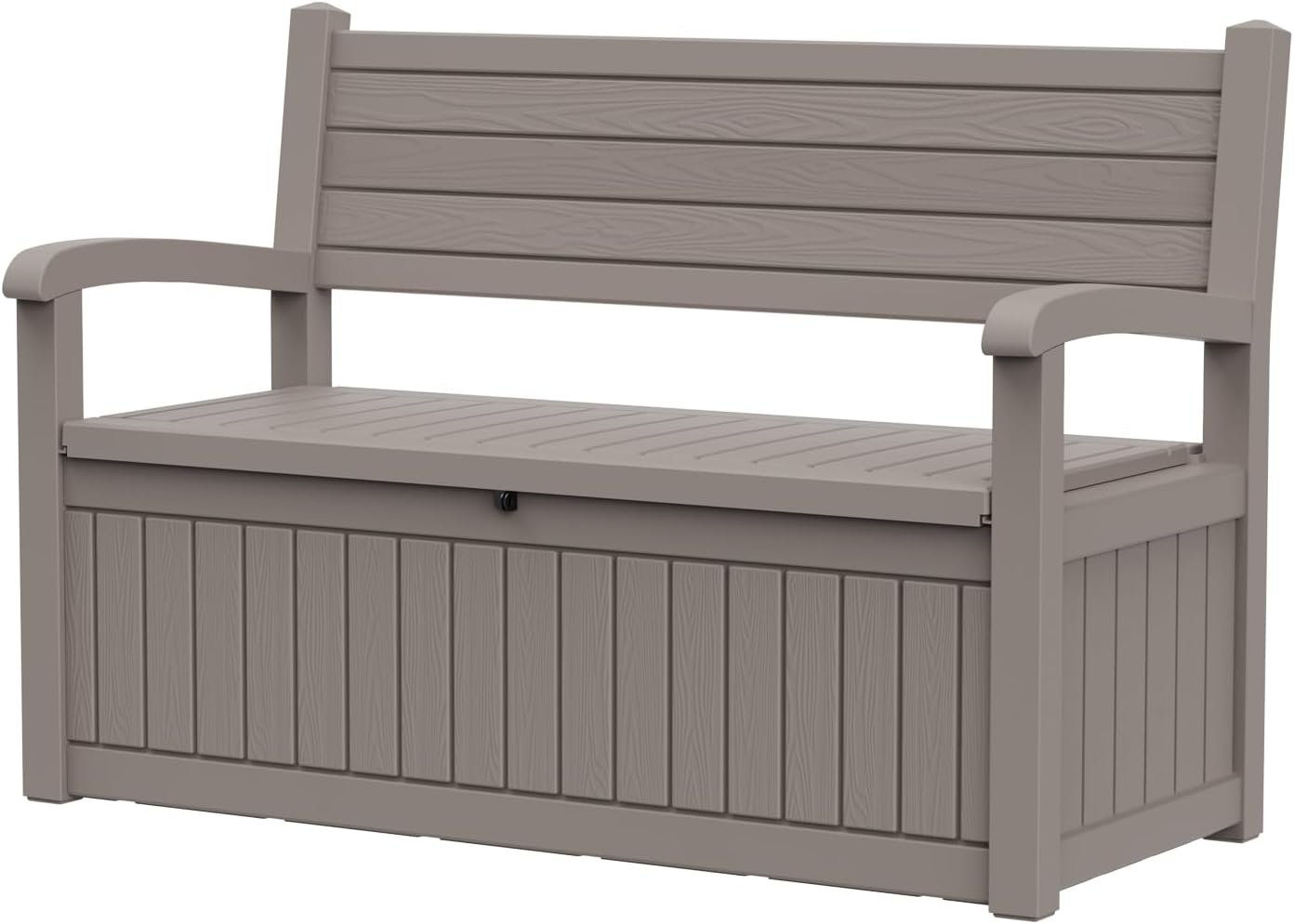 70 Gallon Outdoor Storage Bench， Waterproof and Lockable Outdoor Storage Box, Durable Resin Deck Box for Patio, Backyard, Garden, Porch(Grey)