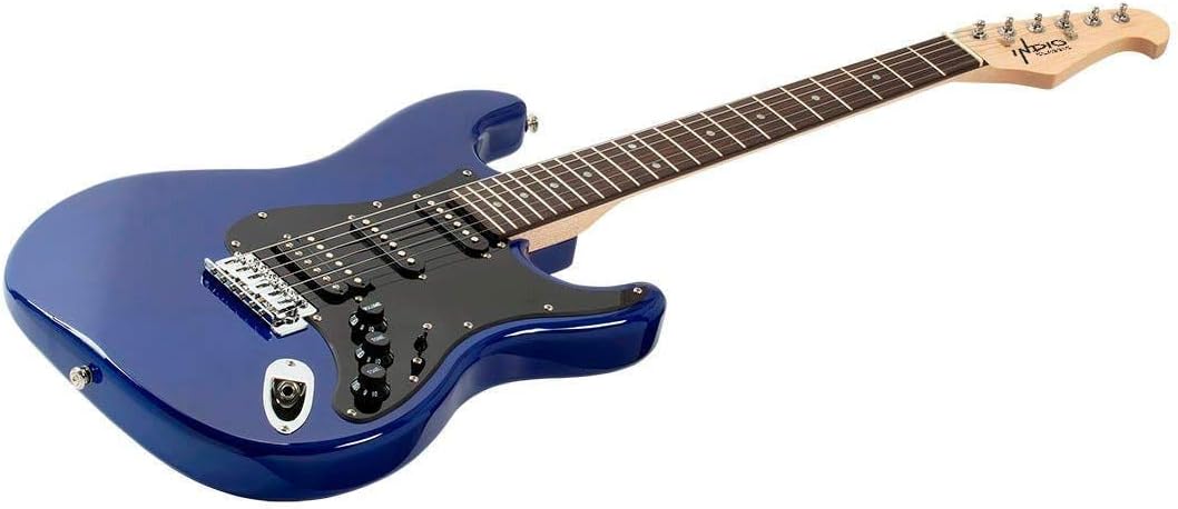 Monoprice Indio Series, 6-String Cali Classic HSS Electric Guitar - Right Handed, With Gig Bag, Dual-Coil Humbucking Pickup, Double-Cutaway Solid Body, Blue