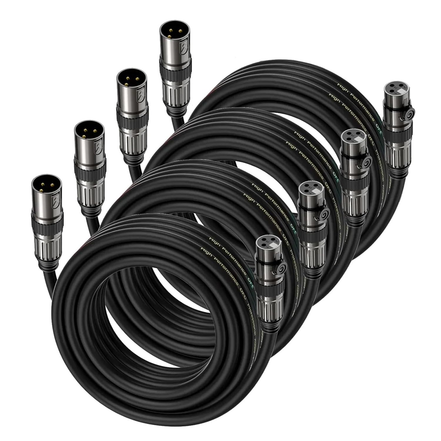 XLR Cable 4 Pack XLR Microphone Cables 3-pin XLR Male to Female Balanced Mic Patch Cord for Speaker Mixer Amplifier Record Etc(8m)