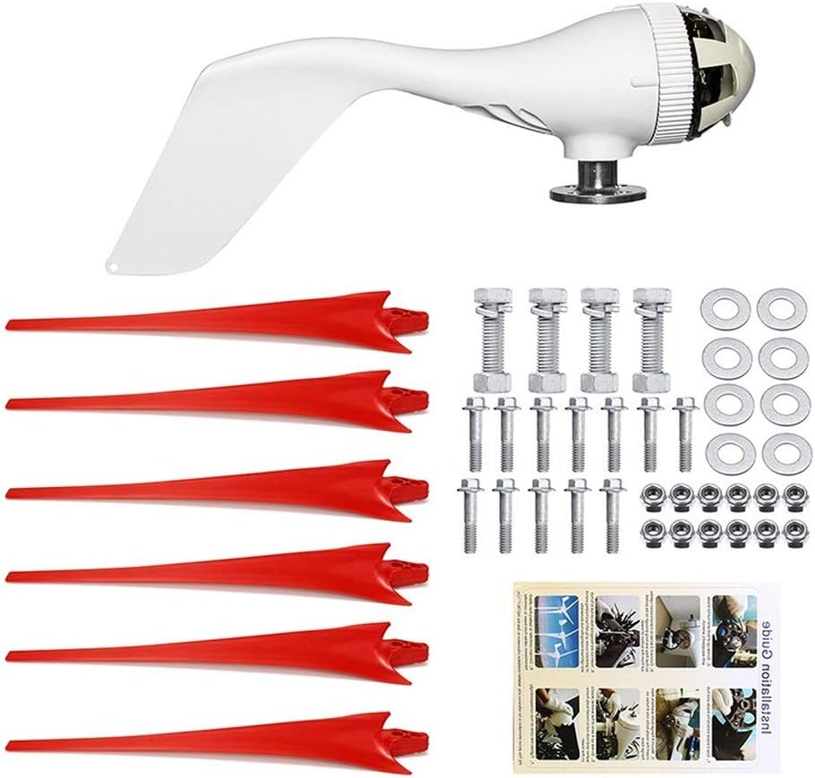 9000W 6 Fiber Blade Wind Turbines Horizontal Home Wind Generator Windmill Energy Turbines Charge 12V 24V Volt Power Red (12V)