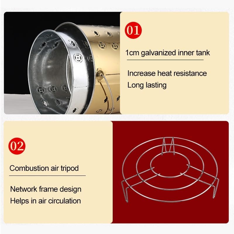 Incinerator, Burn Barrel, Yard Waste Incinerator, Outdoor Fire Pits, with Lid and Handle, Fire Barrel for Paper Leaf Courtyard Waste Trash(Silver,XX-Large)