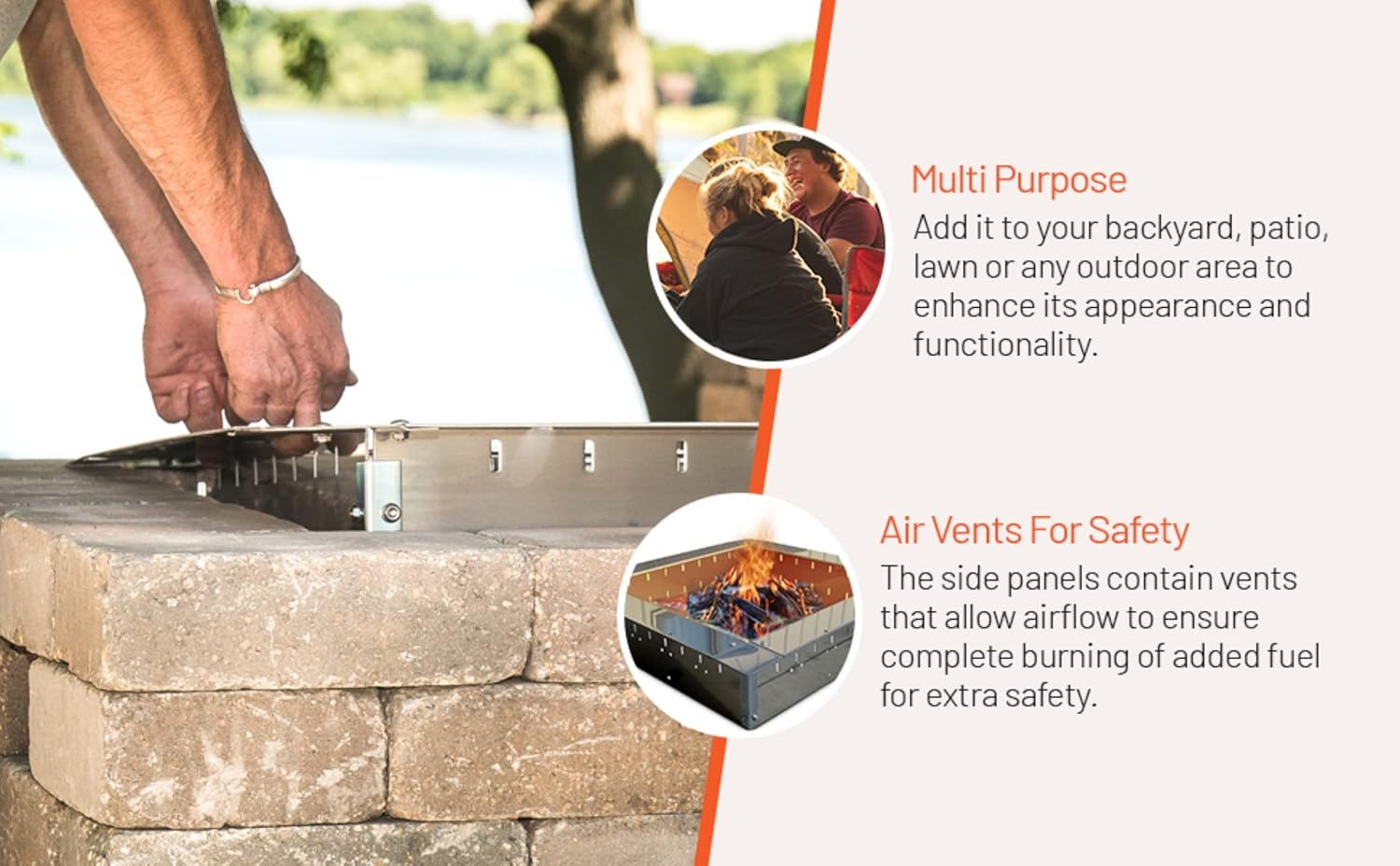 Firebuggz Heavy Duty Stainless Steel Fire Pit Ring Insert for Outdoors - 36