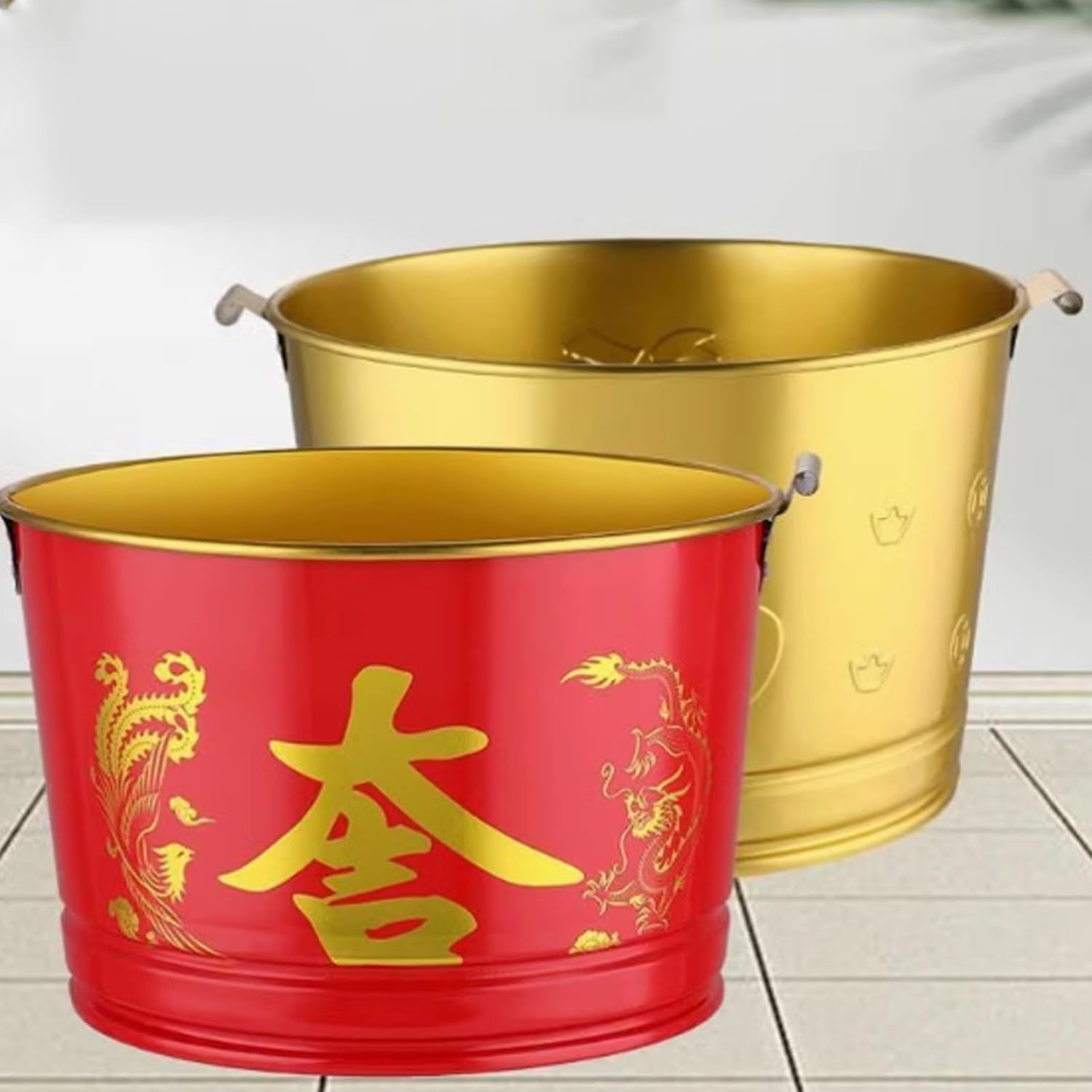 Domestic Burning Barrel, Metal Burning Barrel, Fire Pit, Incinerator with Grid and Fire Hook, 28cm/11in Wide, Easy to Use, Suitable for Burning Paper, Leaves, Rubbish, Wood(Red)