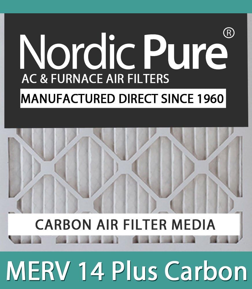 Nordic Pure 14x27x1ExactCustomM14+C-6 MERV 14 + Carbon AC Furnace Filters, 14 x 27 x 3/4 (14 x 27 x 0.75), 6 Piece