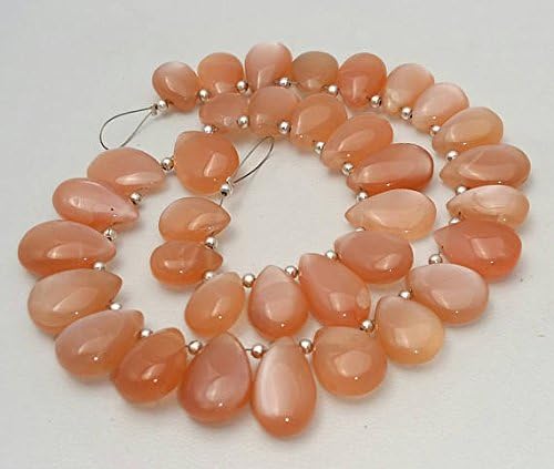 13 inch natural beads strand of 9x11-11x17mm smooth pear peach moonstone gemstone beads for DIY jewelry - necklace, bracelet, earring, ring.