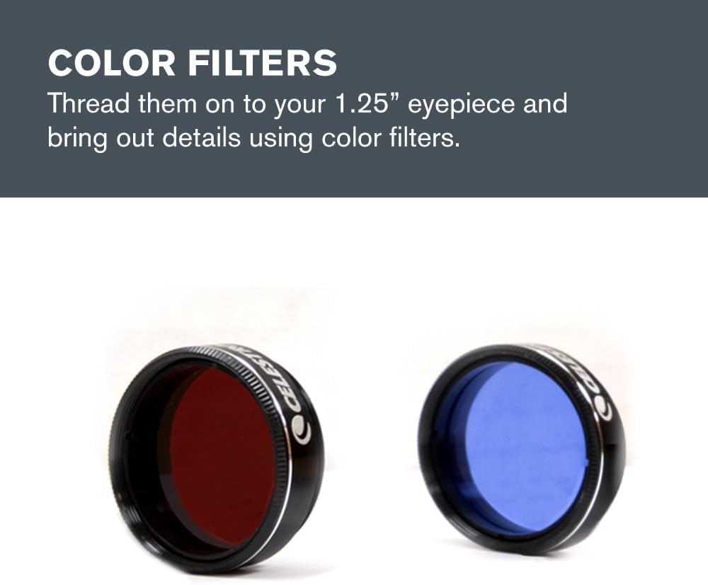 Celestron AstroMaster 8-Piece Eyepiece & Filter Accessory Kit - Includes Two 1.25” Eyepieces, 2X Barlow Lens, Three Filters, Cleaning Cloth and Hard Case Black