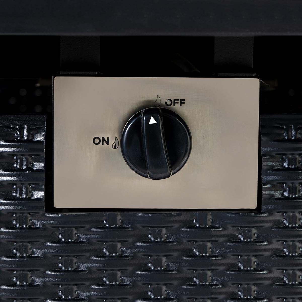 Outdoor Furniture Propane Fire Pit Table Square Tabletop Fire Pit with Wicker-Look Panels & Hidden Tank Storage Adjustable Flame Control Patio Deck Backyard