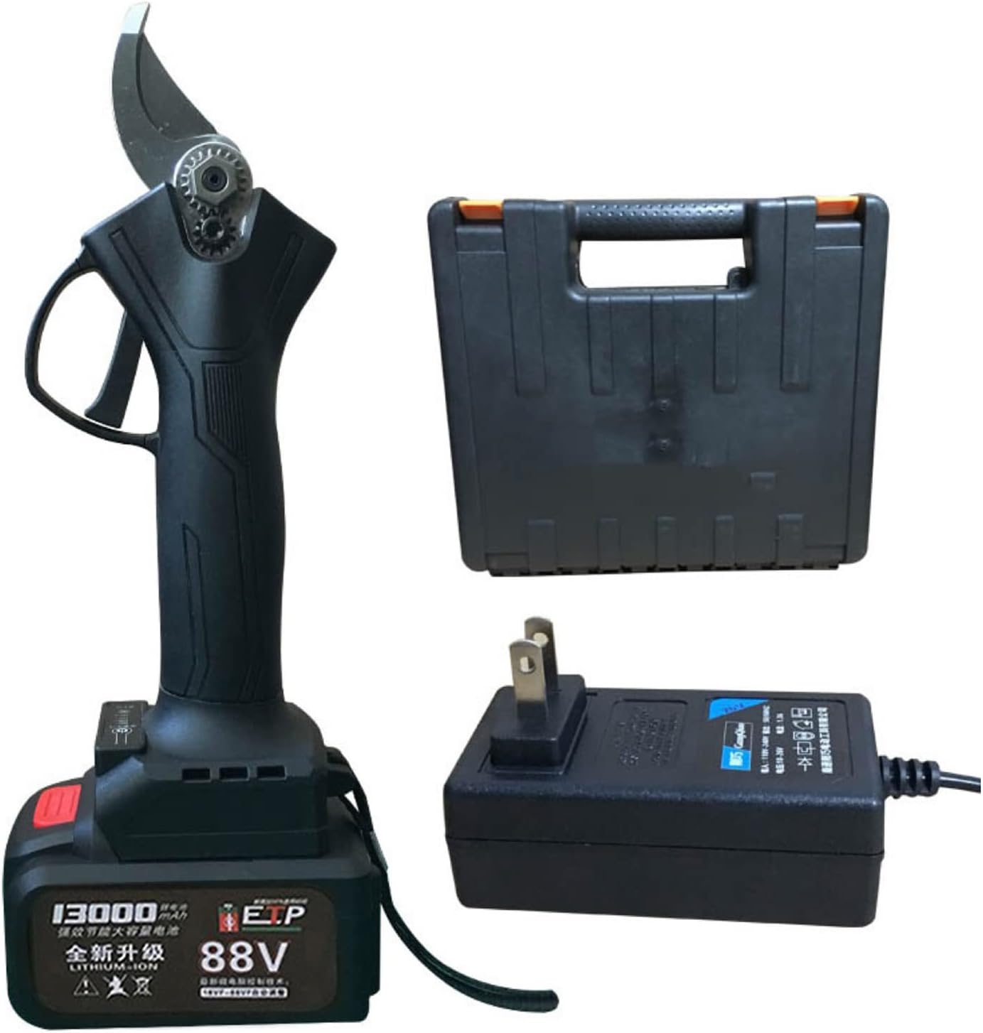 Cordless Pruner Set Electric Pruning Shear Lithium Battery Fruit Tree Bonsai Cutter Portable Garden Branches Scissor Power Tool BlackUS