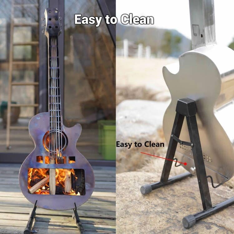 Portable Outdoor Solo Stove Fire Pit Brazier, Personalize Wood Burning Smokeless Fireplace Stainless Steel Guitar Style Firepit with Carry Bag for Camping Party Patio Yard Garden Picnic Bonfire