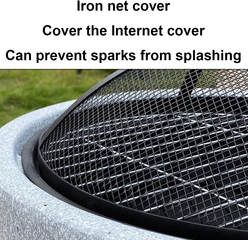 HWOEK Fire Pit with BBQ Grill Shelf, Fire Bowl for Garden and Patio (3 in 1Fire Pit Square Table & Grill) Geo Fire Pit Bowl with Spark Guard