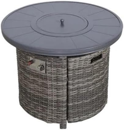 Living Source International 25'' H x 32'' W Outdoor Fire Pit Table with Lid