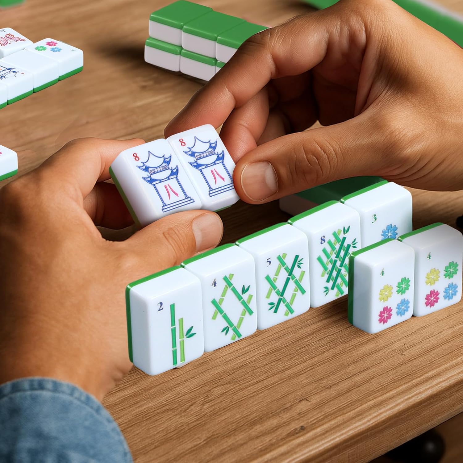 160 Pcs American Mahjong Tiles Set 1.2 Inch American Mahjong Game with 8 Different Patterns Mah Jong Block Set for Mah Jongs Lovers, Tiles Only, No Dice and Other Accessories