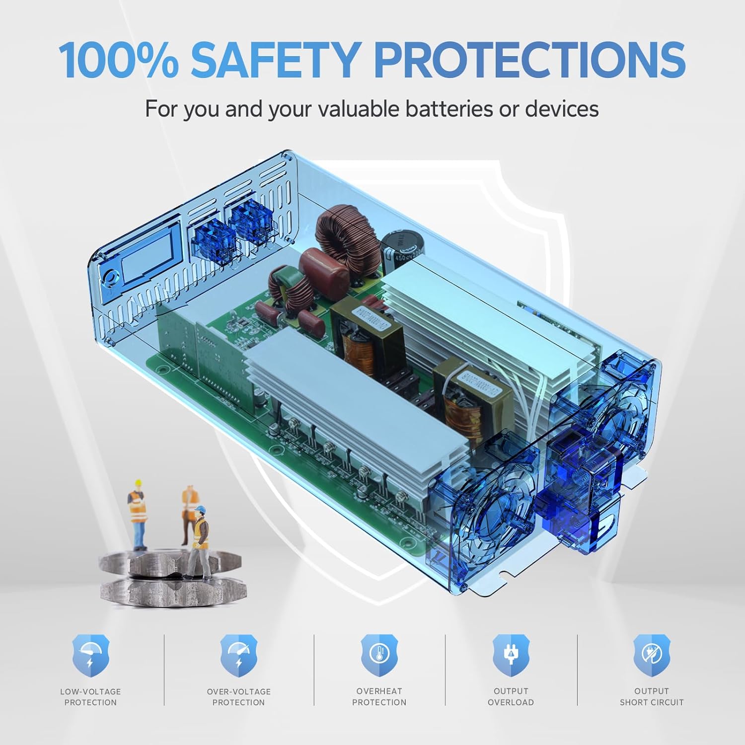 Redodo 40 Amp MPPT 12V/24V DC Input Solar Charge Controller with Built-in Bluetooth Module and Pure Sine Wave Inverter 1000W Convert DC 12V to AC 110V