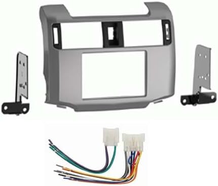 Single and Double DIN Car Stereo Radio Install Kit (Silver) Package Compatible with 4RUNNER 2010 2011 2012 & 2013 Without Factory Amplifier