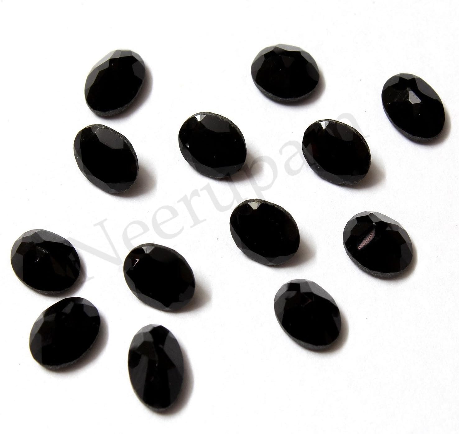 Neerupam Collection 9x7 mm Size Natural Indian Black Onyx AA Quality Faceted Oval Shape Loose Gemstones