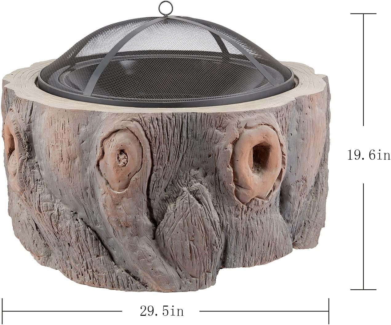 Campfire Patio Fire Pit, Fire Pit Outdoor Wood Burning,Outdoor Fire Pit Bowl, Round Wood Burning Patio Firebowl with Portable Poker and Spark Screen 29.5In