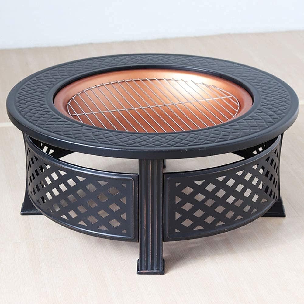 Firepit Table for Outside, Multifunctional Fire Pit Table, Firepit Table for Outside Wood Burning with Spark Screen Grate Grills Poker for Picnic Bonfire Patio Backyard Garden BBQ