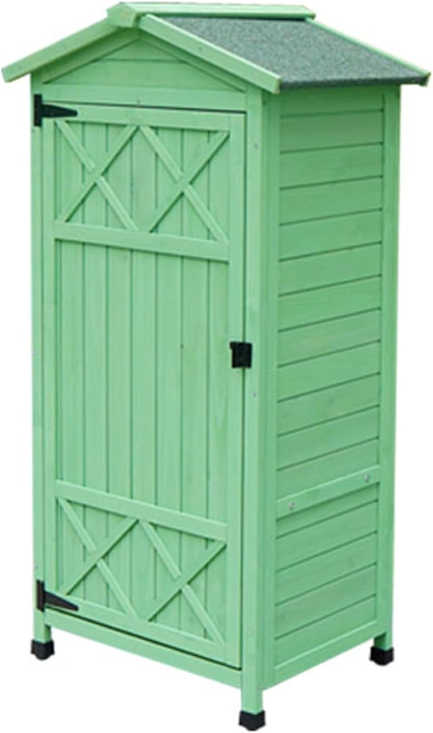 Garden Tool Organizer Cabinet,Outdoor Wooden Storage Shed with Lockable Door Waterproof Asphalt Roof & Detachable Shelves,Patio Storage Organizer for Garden Yard Lawn Equipment (One Color Green)