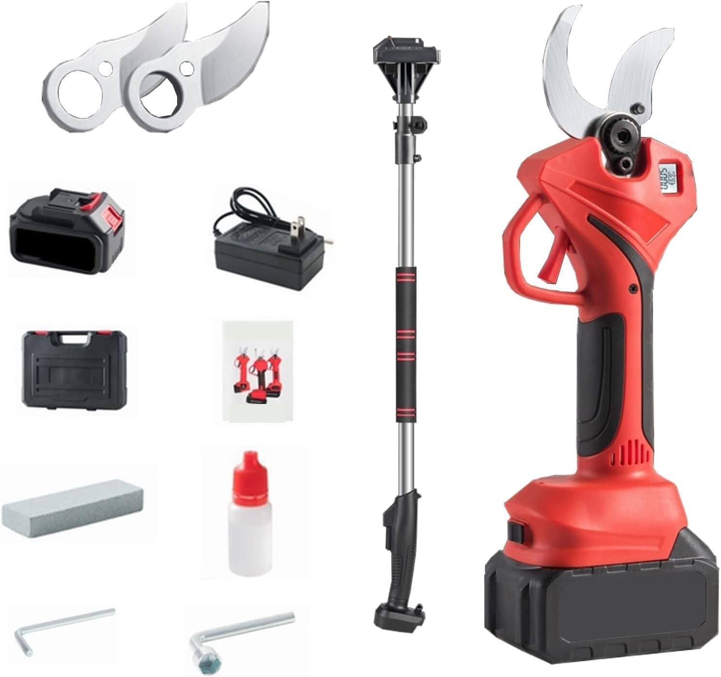 Electric Pruning Shears Cordless 21V, Rechargeable Tree Branch Pruner with 1-2 Batteries, 1.6 Inch Cutting Diameter for Gardening, Lightweight & Easy to Use