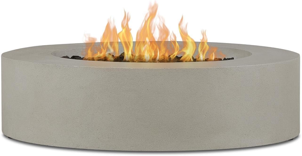 BBQGuys Signature La Valle 43-Inch Round Natural Gas Fire Table - Flint (Ships as Propane w/Conversion Kit)