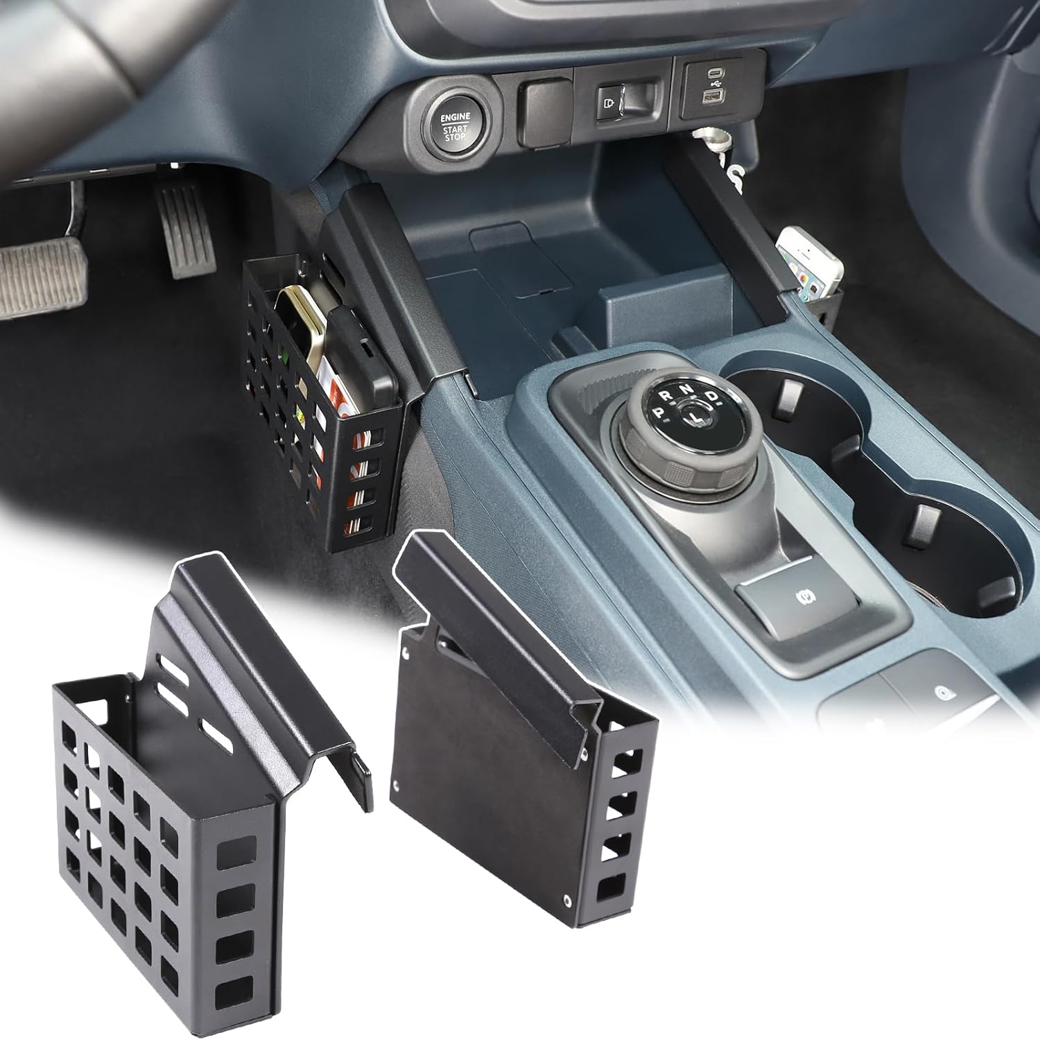 Aunginsy Car Center Console Side Gear Shift Storage Box Basket Compatible with Ford Maverick 2022-2025 Car Center Console Organizer Tray Side Gear Shift Armrest Storage Box Basket Interior Accessories