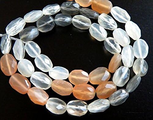 multi moonstone gemstone faceted oval nugget 7.5 to 8.5mm 21 beads