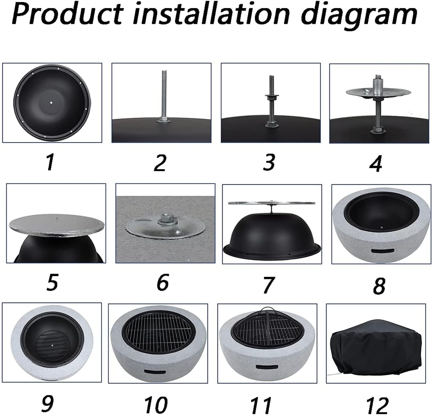 Outdoor Fire Pit Outdoor Wood Burning fire Pit, Villa Courtyard Imitation Marble Garden fire Pit, Picnic Barbecue Grill
