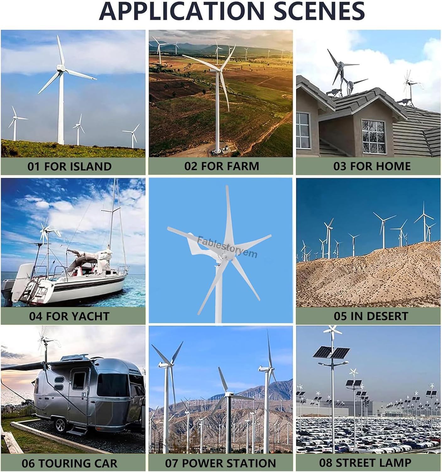 12000W Wind Turbine 12V/24V/48V 5 Blade Wind Vertical Generator 3 Phase AC Permanent Magnet Generator Wind Turbine Kit with Controller, Windmill Generator for Home/Terrace/Chalet/Motor Hom,White48V