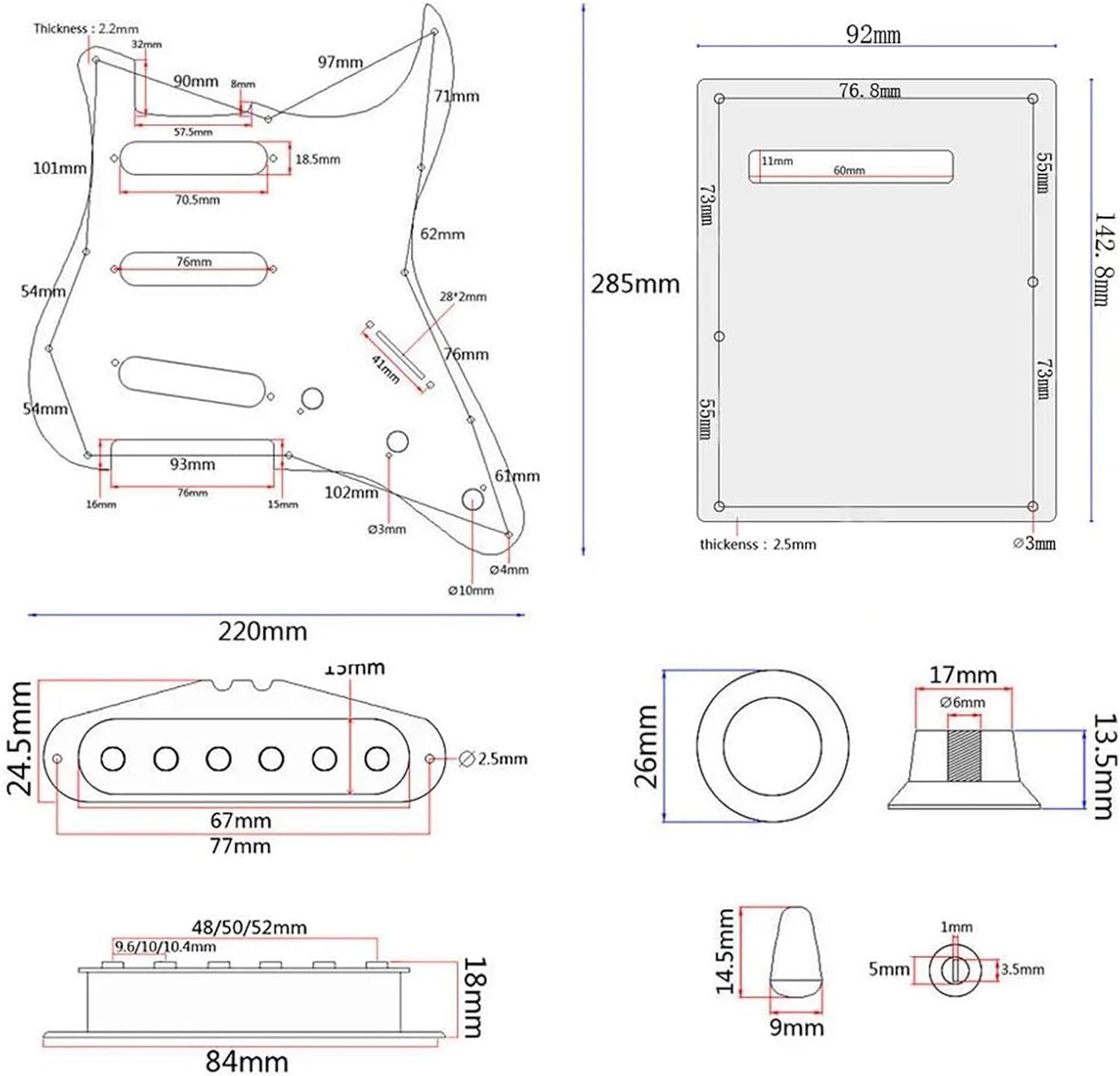 Prewired Electric Guitar Pickguard ST Style Electric Guitar Full Set DIY Kit Including Prewired Pickguard Bridge SSS Pickups And Other Guitar Accessories